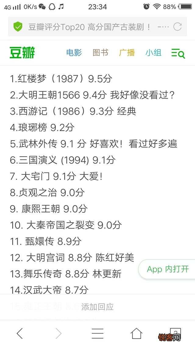 古装剧哪些评分最好？