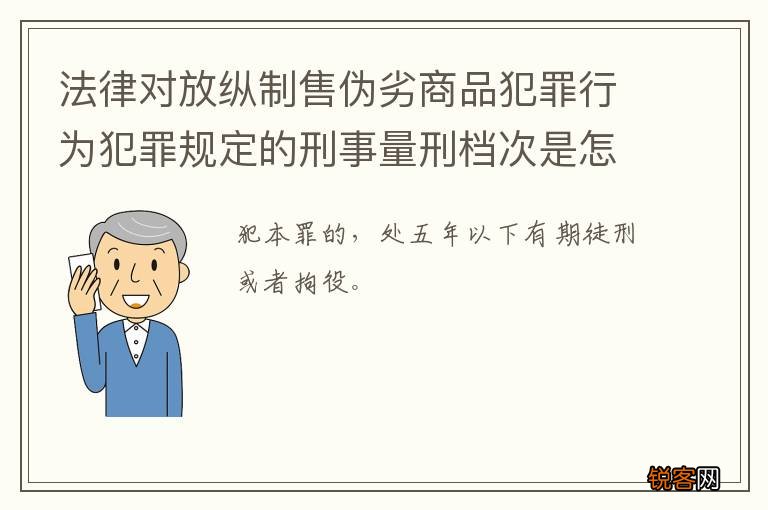 法律对放纵制售伪劣商品犯罪行为犯罪规定的刑事量刑档次是怎样的