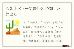 心如止水下一句是什么 心如止水的出处
