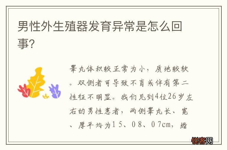 男性外生殖器发育异常是怎么回事？