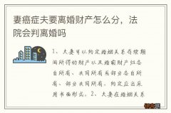 妻癌症夫要离婚财产怎么分，法院会判离婚吗