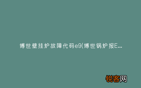 博世锅炉报E9 起什么意思？ 博世壁挂炉故障代码e9