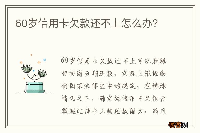 60岁信用卡欠款还不上怎么办？