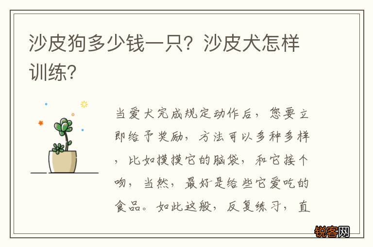沙皮狗多少钱一只？沙皮犬怎样训练？