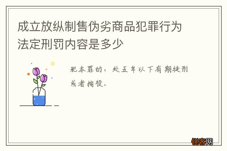 成立放纵制售伪劣商品犯罪行为法定刑罚内容是多少