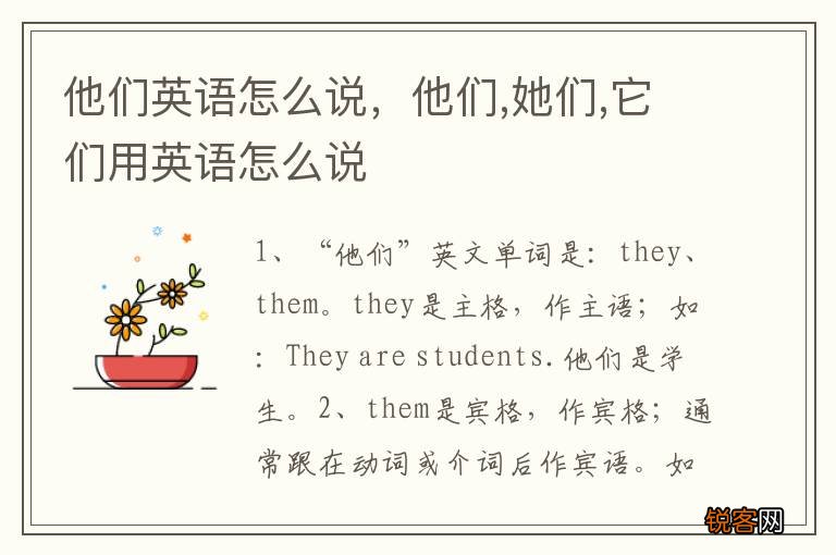 他们英语怎么说，他们,她们,它们用英语怎么说