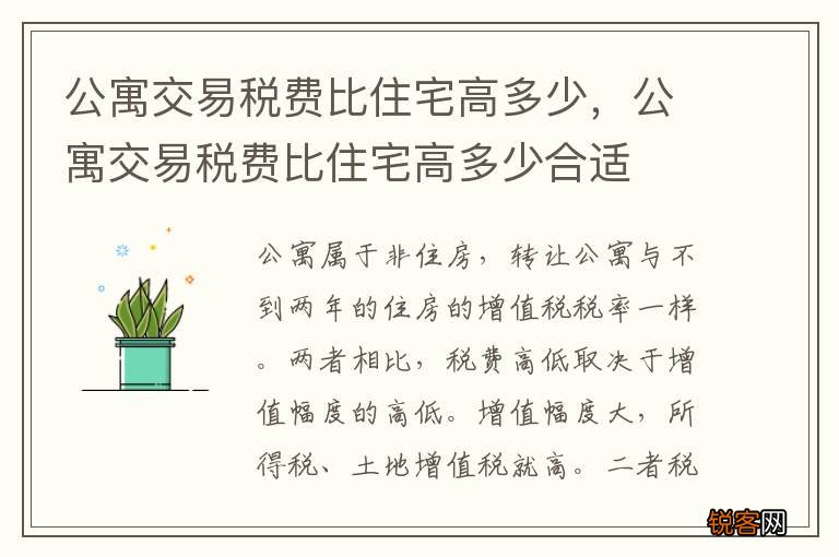 公寓交易税费比住宅高多少，公寓交易税费比住宅高多少合适