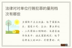 法律对对单位行贿犯罪的量刑档次有哪些