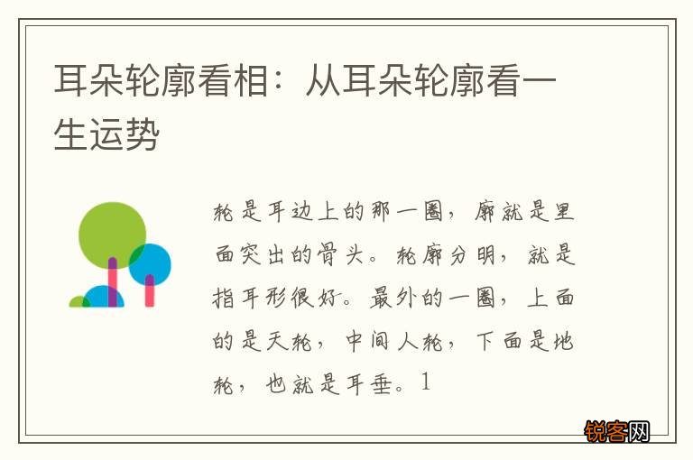 耳朵轮廓看相:从耳朵轮廓看一生运势