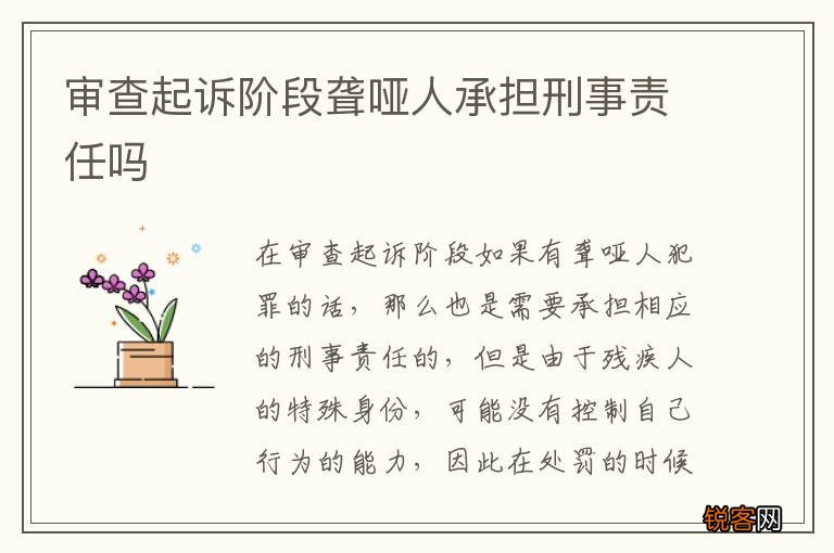 审查起诉阶段聋哑人承担刑事责任吗