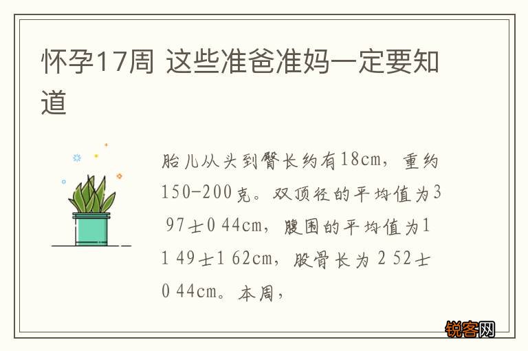 怀孕17周 这些准爸准妈一定要知道