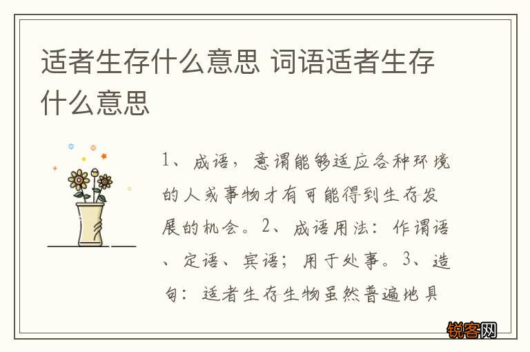 适者生存什么意思 词语适者生存什么意思