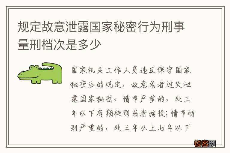 规定故意泄露国家秘密行为刑事量刑档次是多少