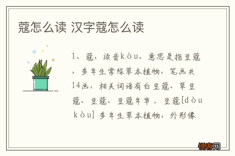 蔻怎么读 汉字蔻怎么读