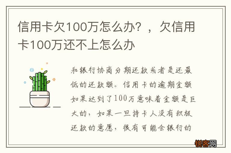 信用卡欠100万怎么办？，欠信用卡100万还不上怎么办
