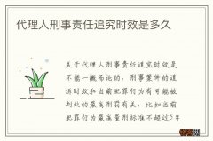 代理人刑事责任追究时效是多久