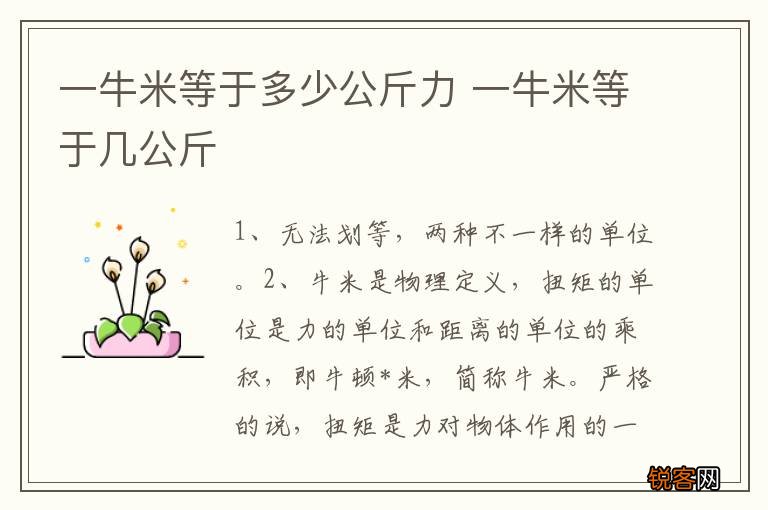 一牛米等于多少公斤力 一牛米等于几公斤