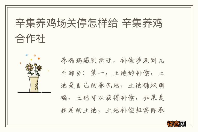 辛集养鸡场关停怎样给 辛集养鸡合作社