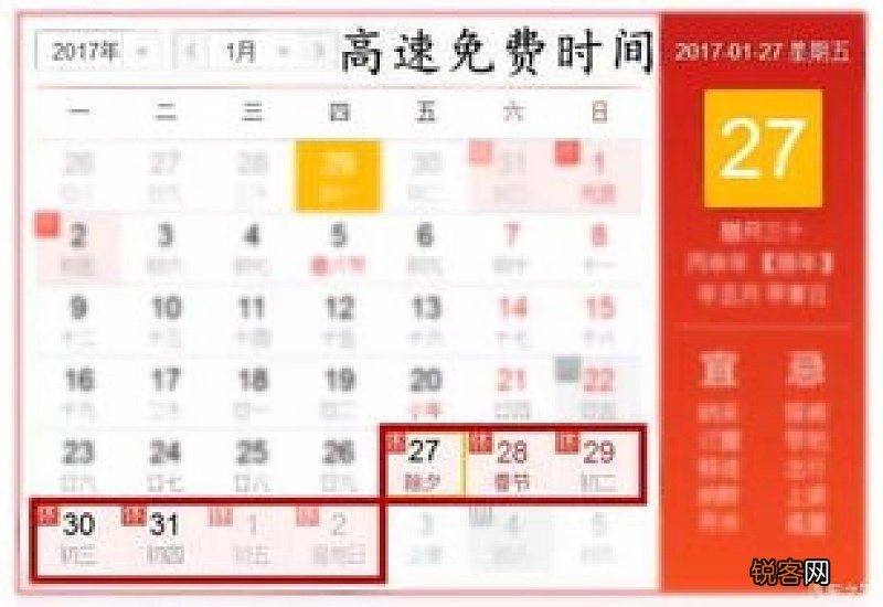 除夕前上高速除夕下高速收费吗