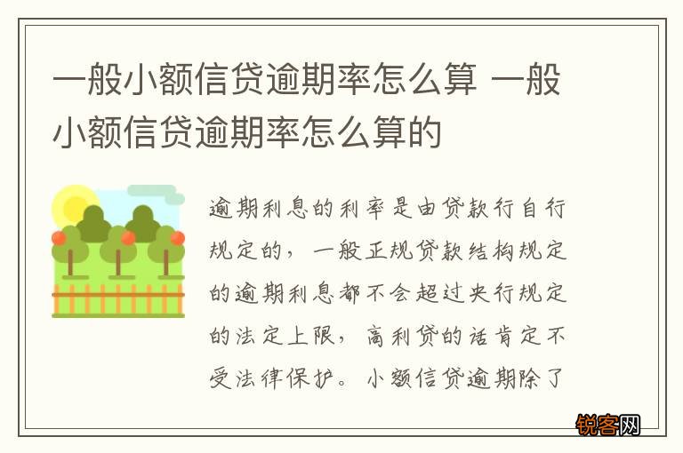 一般小额信贷逾期率怎么算 一般小额信贷逾期率怎么算的