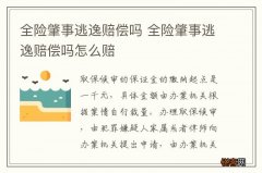 全险肇事逃逸赔偿吗 全险肇事逃逸赔偿吗怎么赔