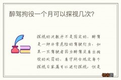 醉驾拘役一个月可以探视几次？