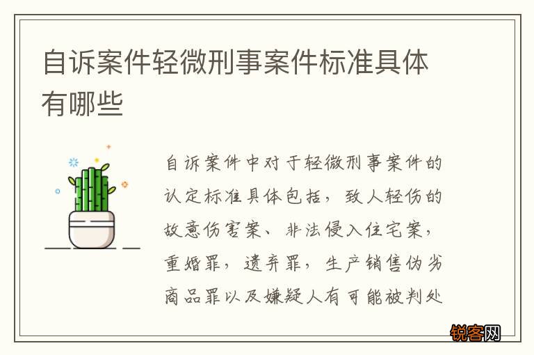 自诉案件轻微刑事案件标准具体有哪些