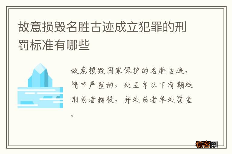 故意损毁名胜古迹成立犯罪的刑罚标准有哪些