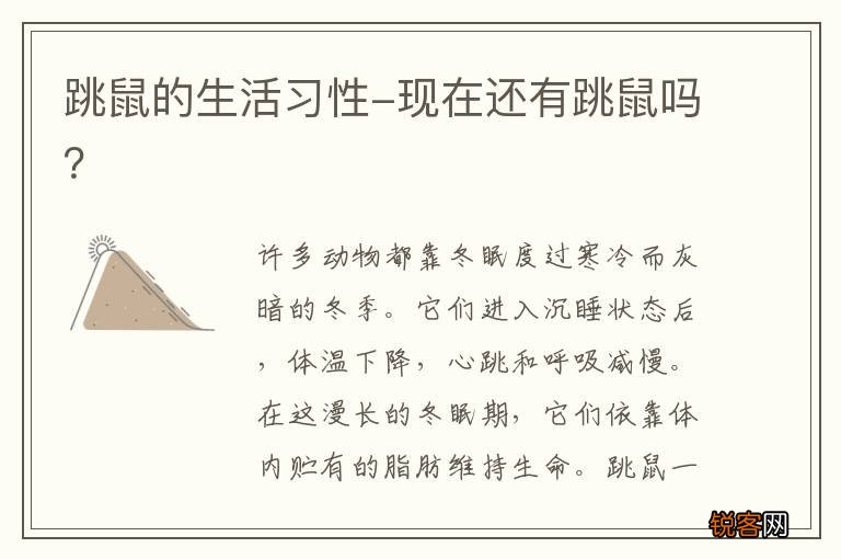 跳鼠的生活习性-现在还有跳鼠吗?