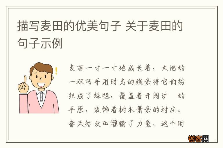 描写麦田的优美句子 关于麦田的句子示例