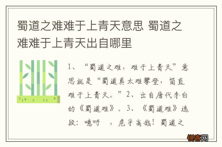 蜀道之难难于上青天意思 蜀道之难难于上青天出自哪里