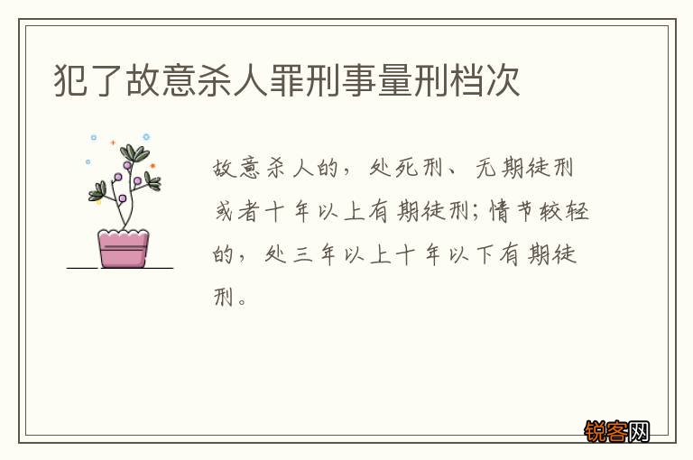 犯了故意杀人罪刑事量刑档次