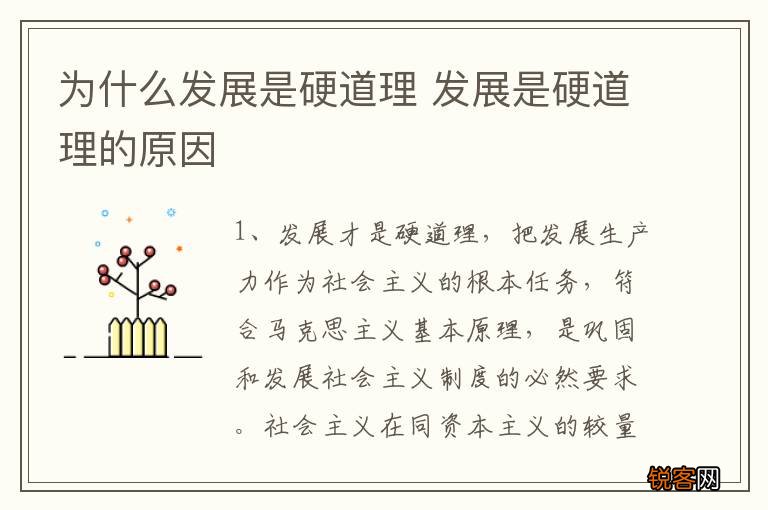 为什么发展是硬道理 发展是硬道理的原因
