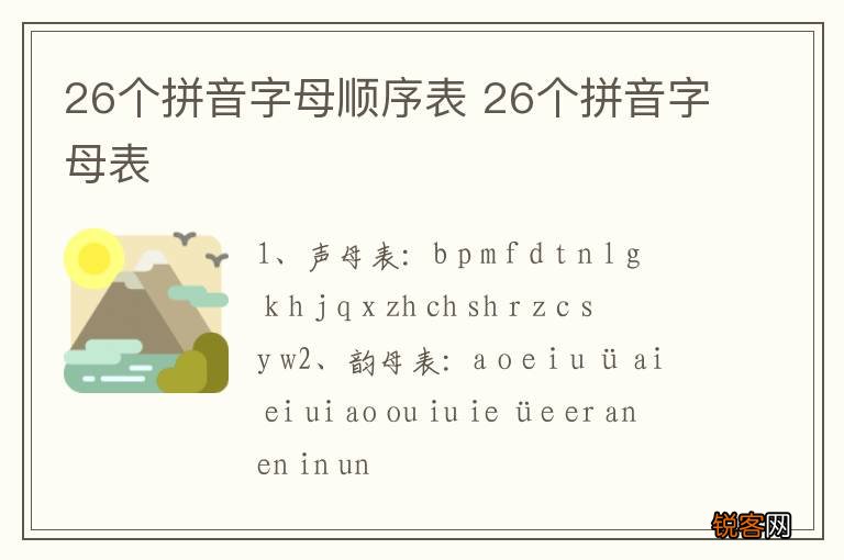 26个拼音字母顺序表 26个拼音字母表