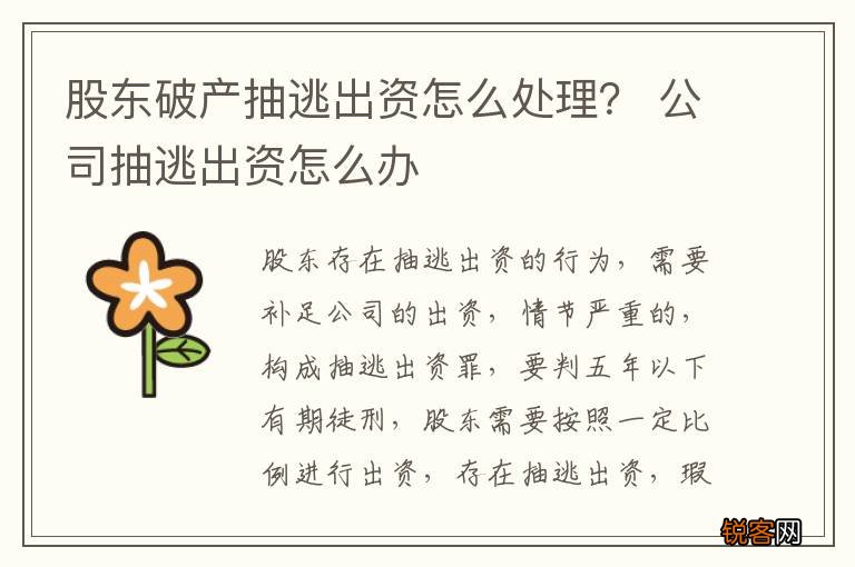 股东破产抽逃出资怎么处理？ 公司抽逃出资怎么办