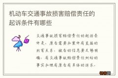 机动车交通事故损害赔偿责任的起诉条件有哪些