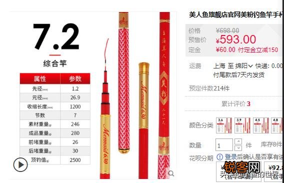 鱼竿7.2,预算300多,买什么牌子的好,有什么推荐吗?