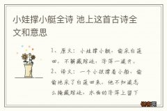 小娃撑小艇全诗 池上这首古诗全文和意思