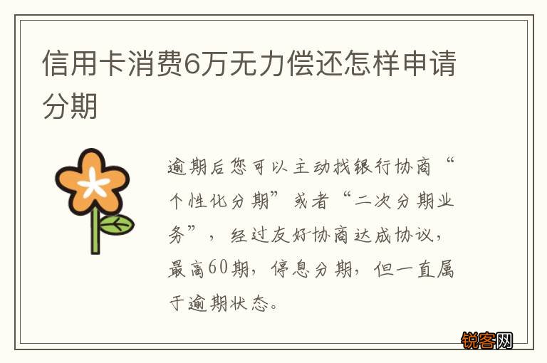 信用卡消费6万无力偿还怎样申请分期