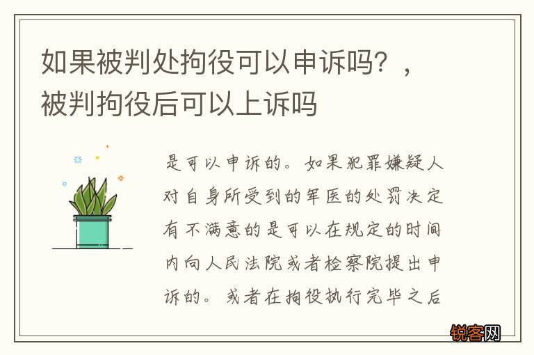 如果被判处拘役可以申诉吗？，被判拘役后可以上诉吗