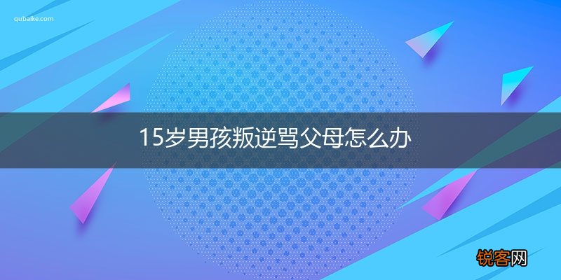 15岁男孩叛逆骂父母怎么办