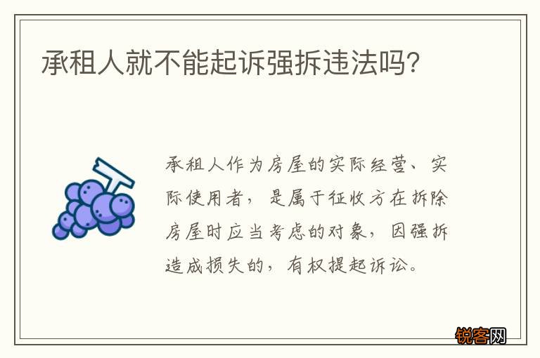 承租人就不能起诉强拆违法吗？