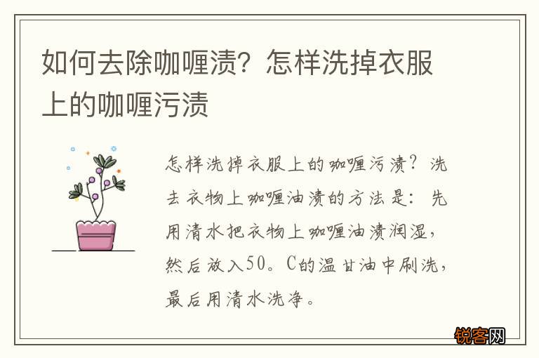 如何去除咖喱渍？怎样洗掉衣服上的咖喱污渍