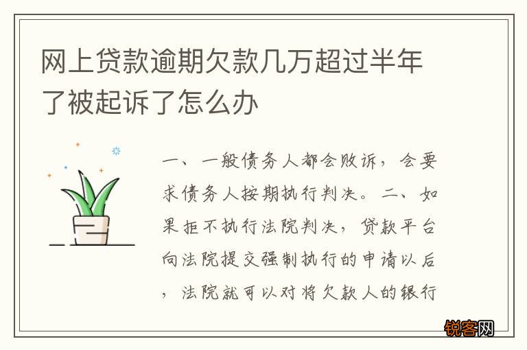 网上贷款逾期欠款几万超过半年了被起诉了怎么办