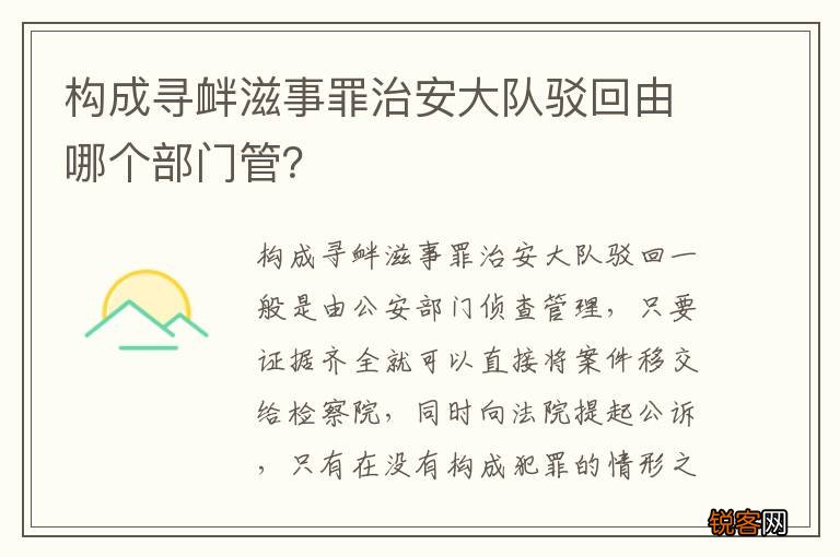 构成寻衅滋事罪治安大队驳回由哪个部门管？