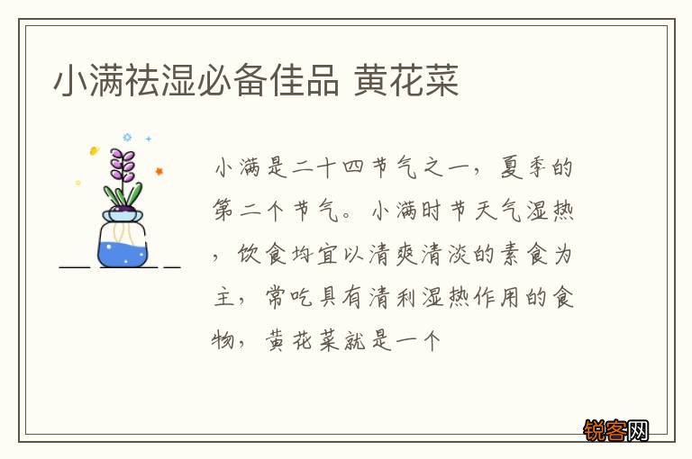 小满祛湿必备佳品 黄花菜