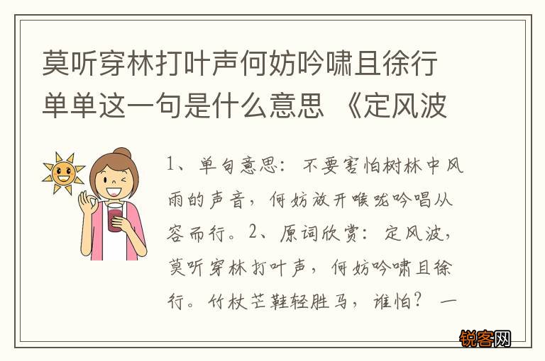 莫听穿林打叶声何妨吟啸且徐行单单这一句是什么意思 《定风波》前两句的意思