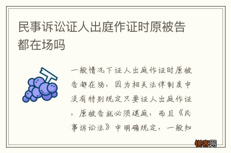 民事诉讼证人出庭作证时原被告都在场吗