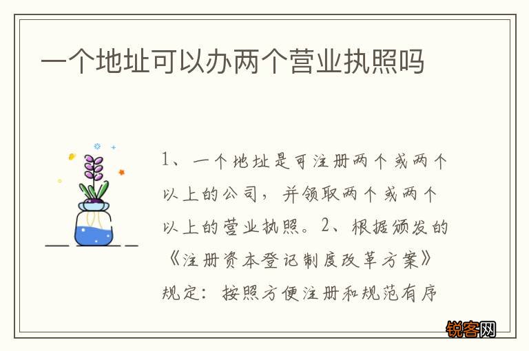 一个地址可以办两个营业执照吗