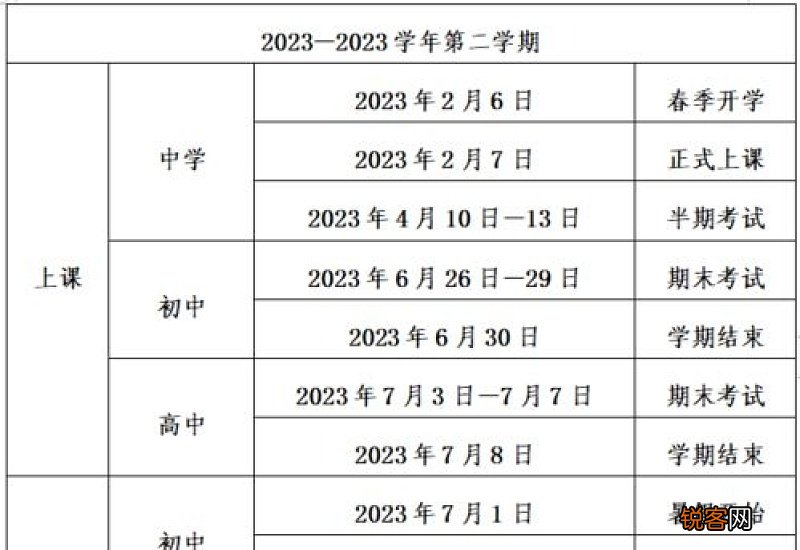 2023年秋季开学时间是几月几号